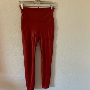 Spanx Faux Red Leather Leggings Size L